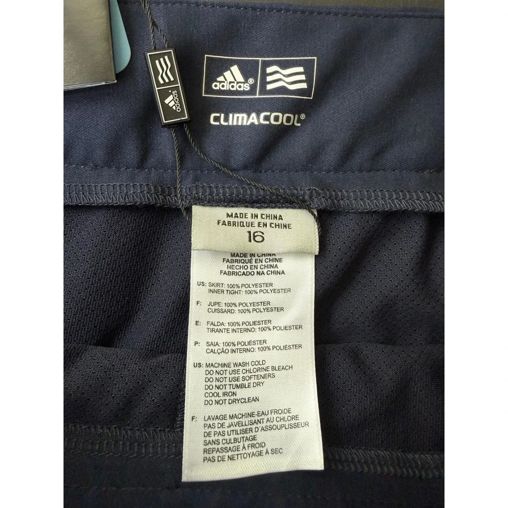 Adidas ClimaCool Golf Skort Navy Blue Athletic Skirt Built-in Shorts Size 16 NWT